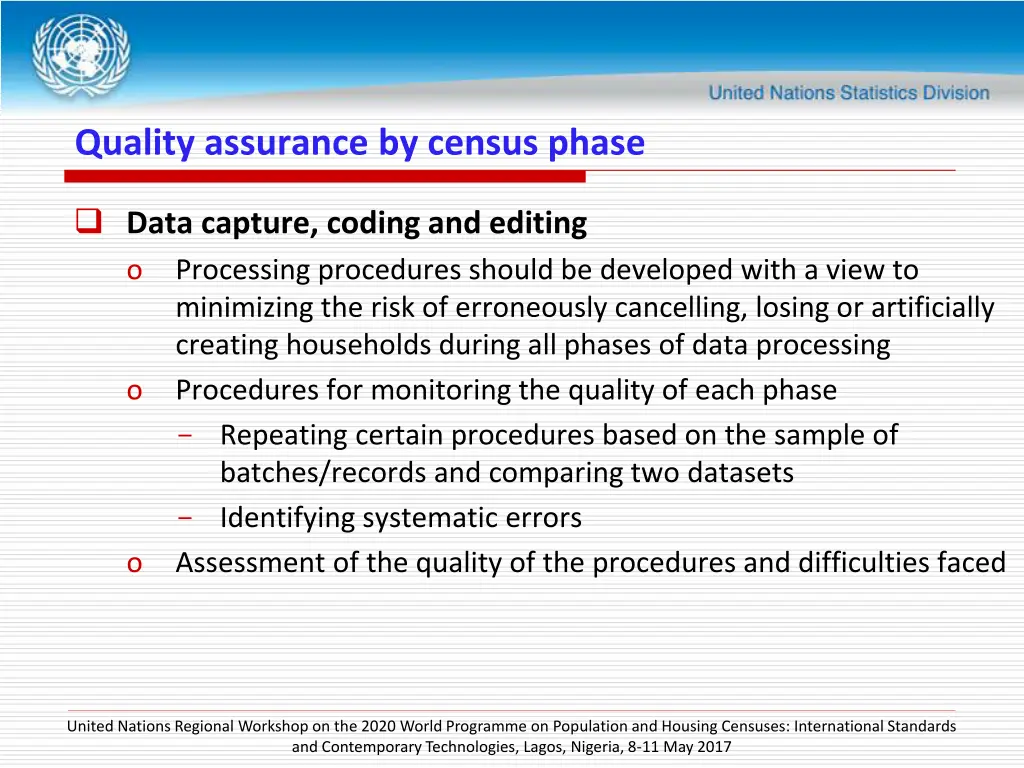 quality assurance by census phase 6