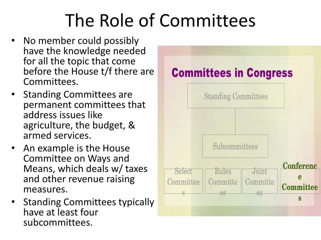 the role of committees no member could possibly