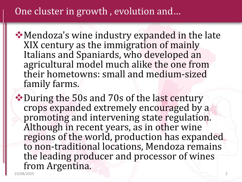 one cluster in growth evolution and