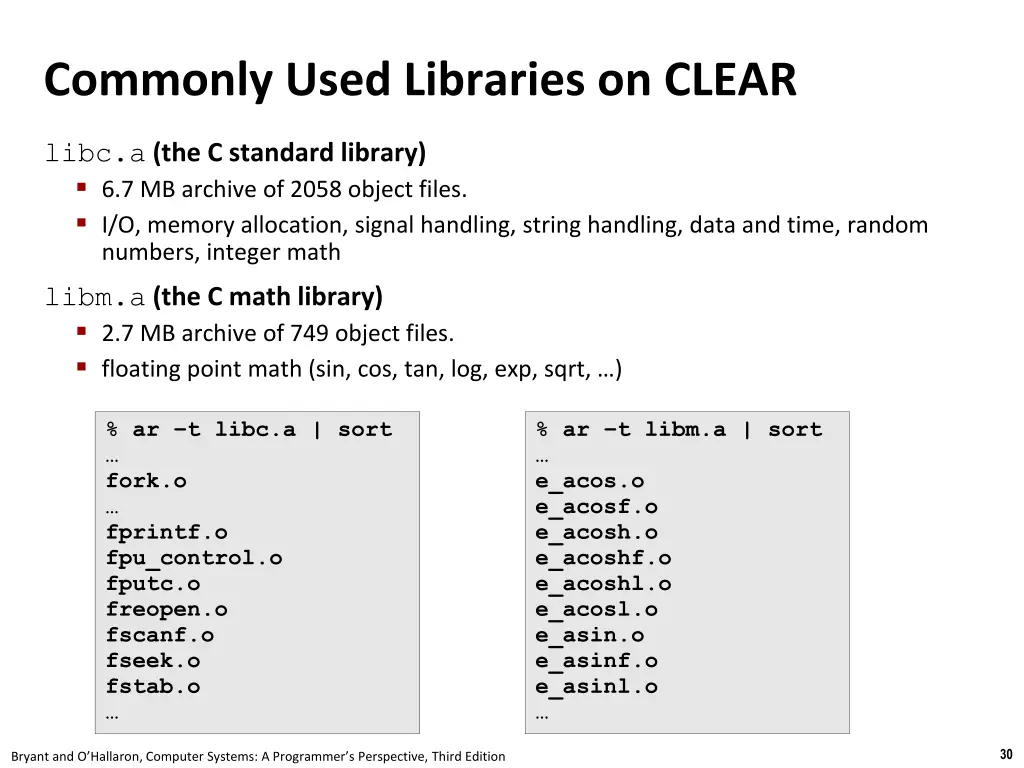 commonly used libraries on clear