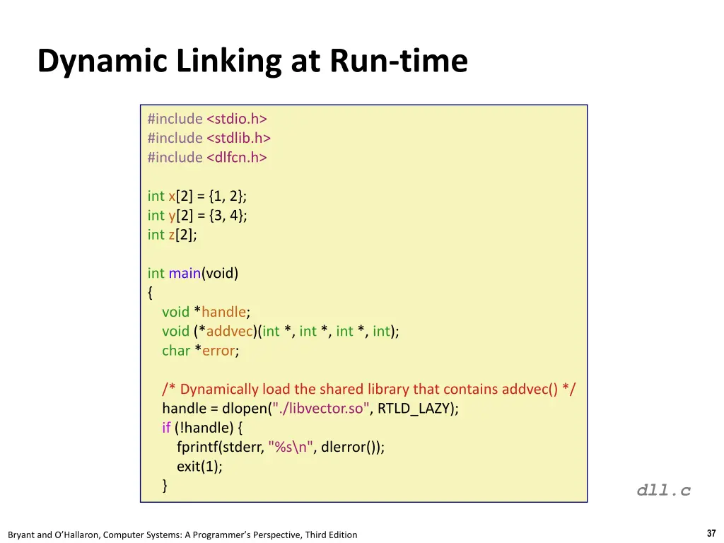 dynamic linking at run time