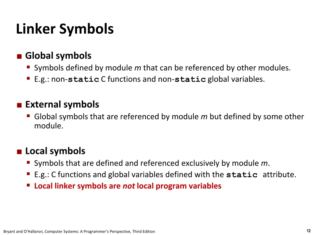 linker symbols
