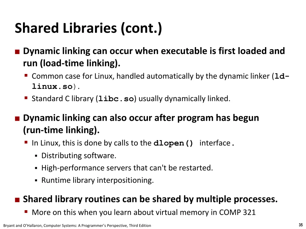 shared libraries cont
