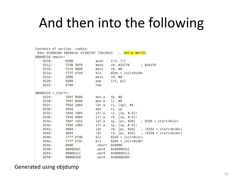 and then into the following