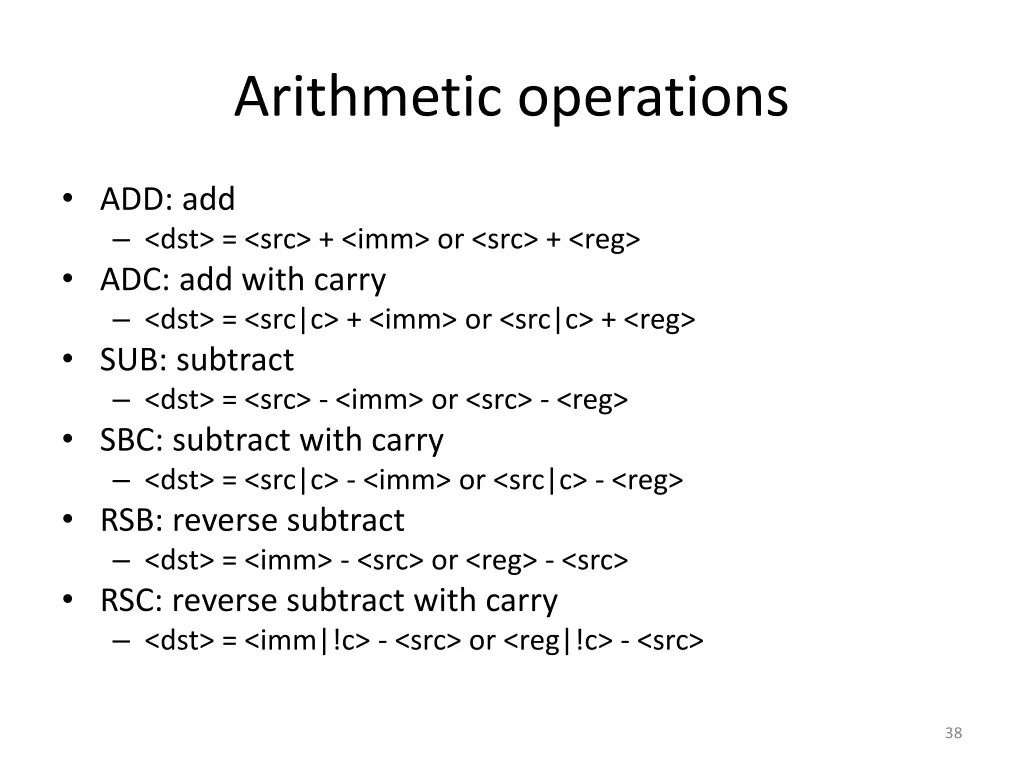 arithmetic operations