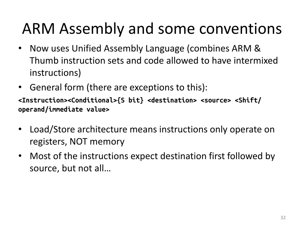 arm assembly and some conventions now uses
