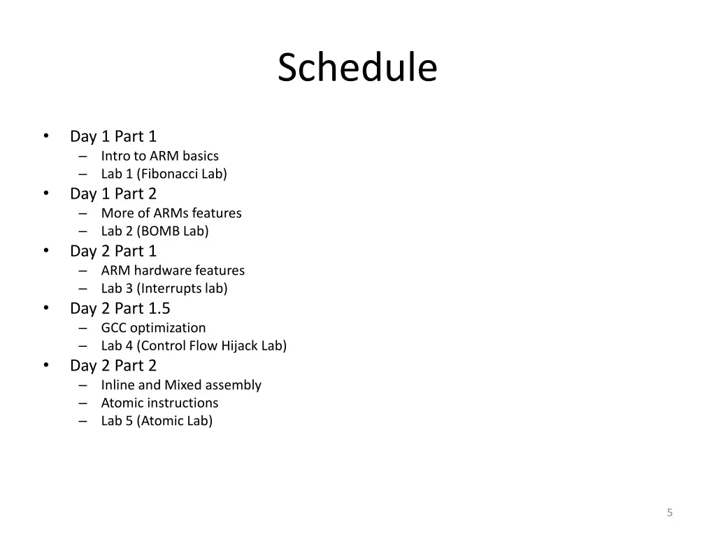 schedule
