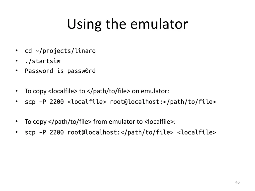 using the emulator