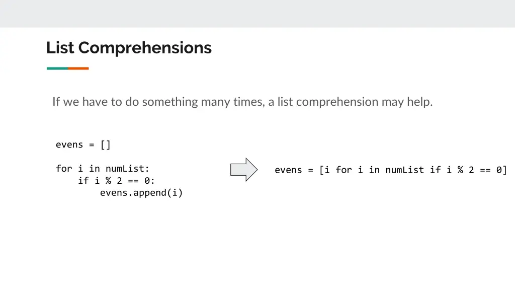 list comprehensions