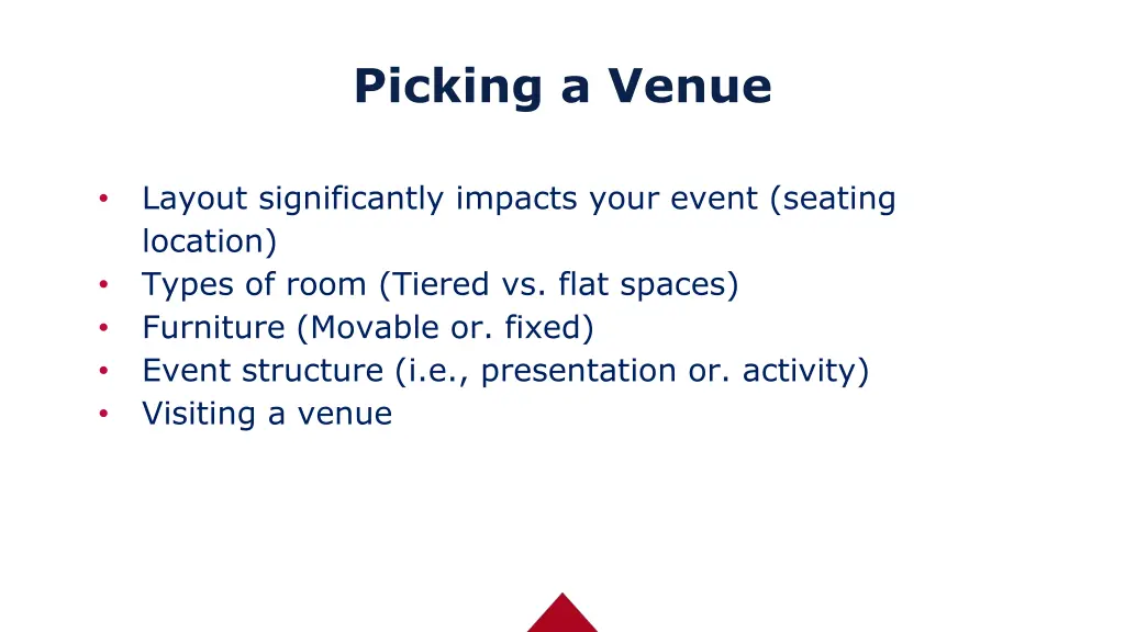 picking a venue