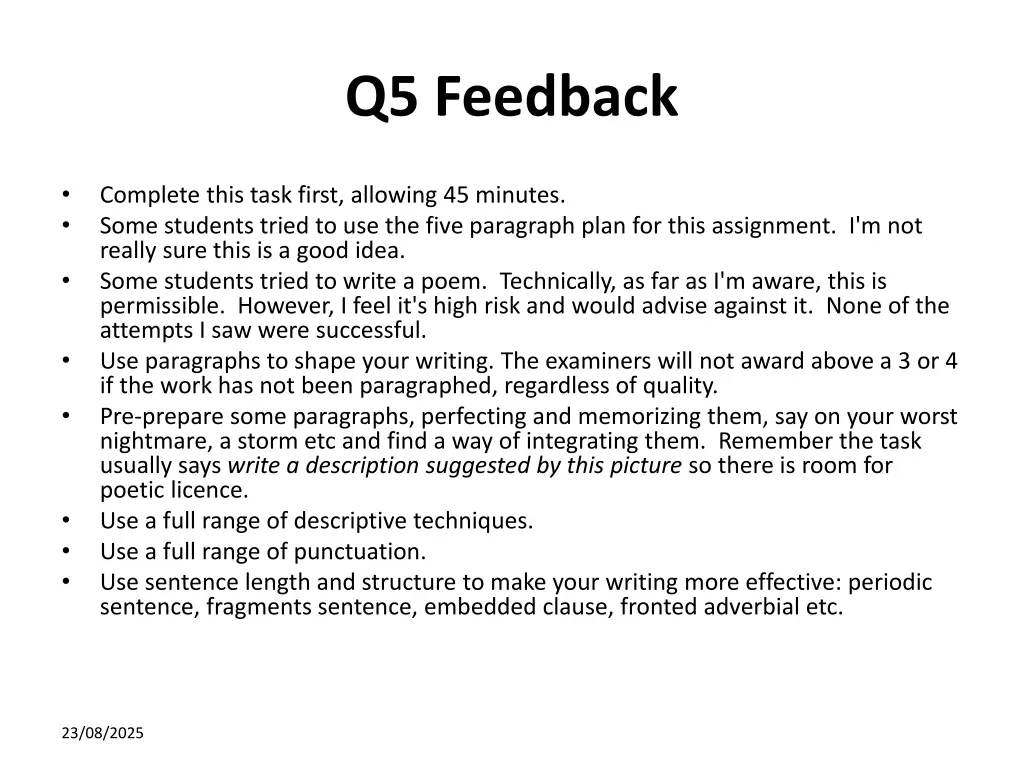 q5 feedback