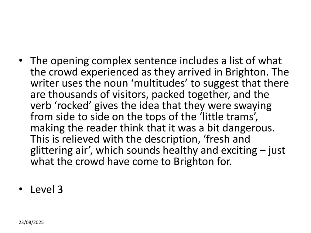 the opening complex sentence includes a list