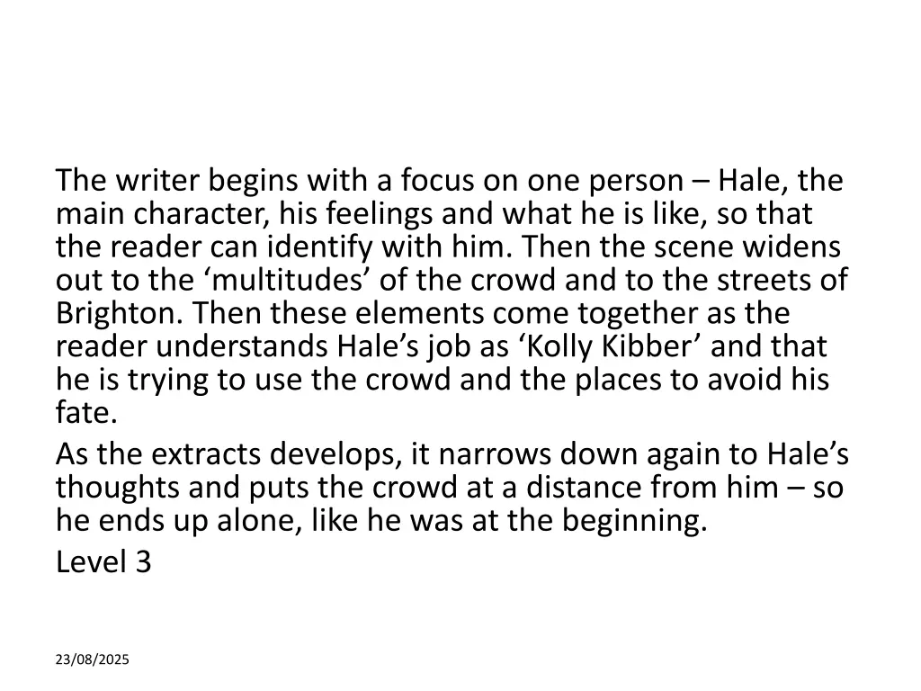 the writer begins with a focus on one person hale