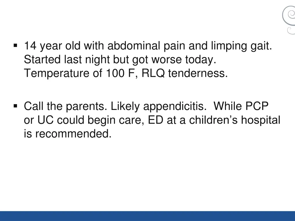 14 year old with abdominal pain and limping gait 1
