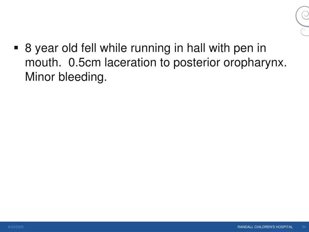 8 year old fell while running in hall with
