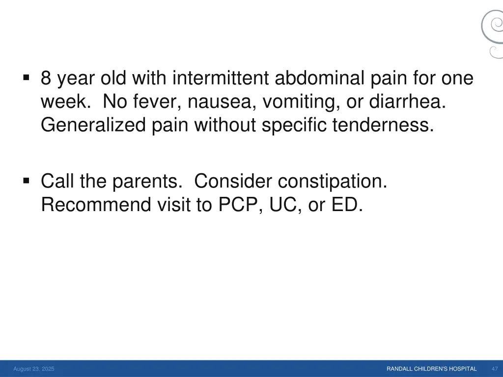 8 year old with intermittent abdominal pain 1