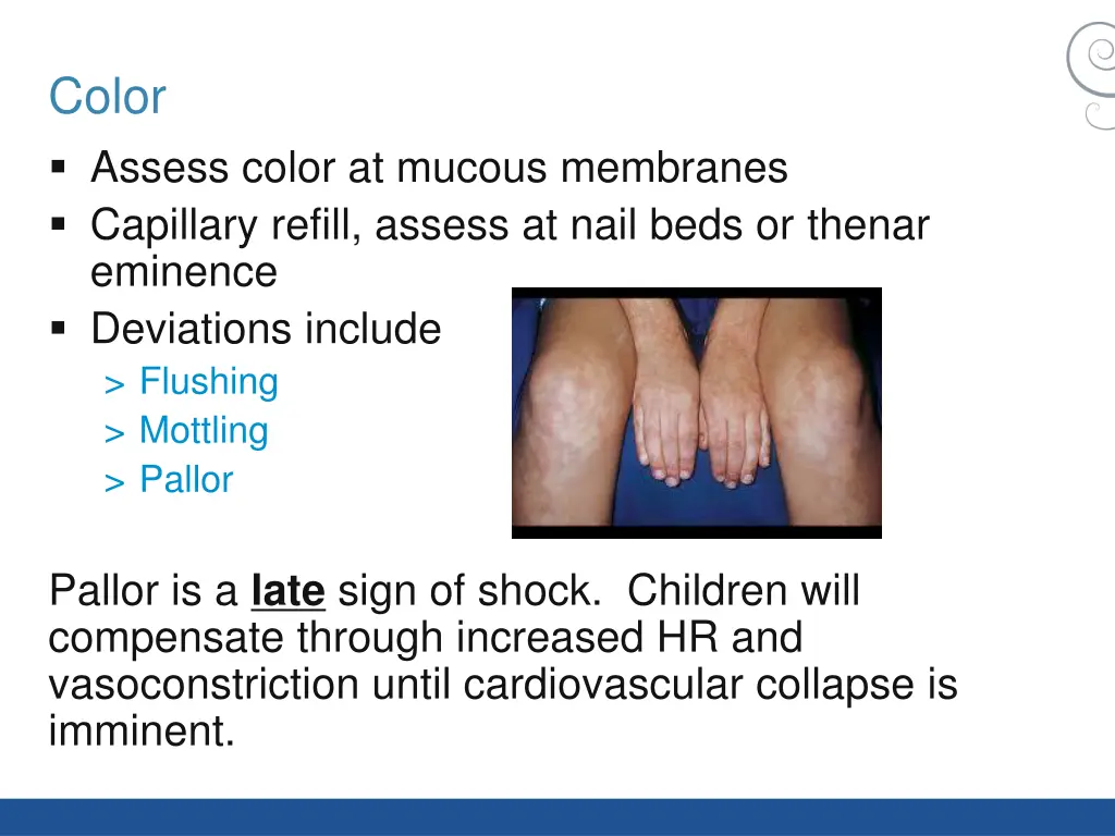 color assess color at mucous membranes capillary