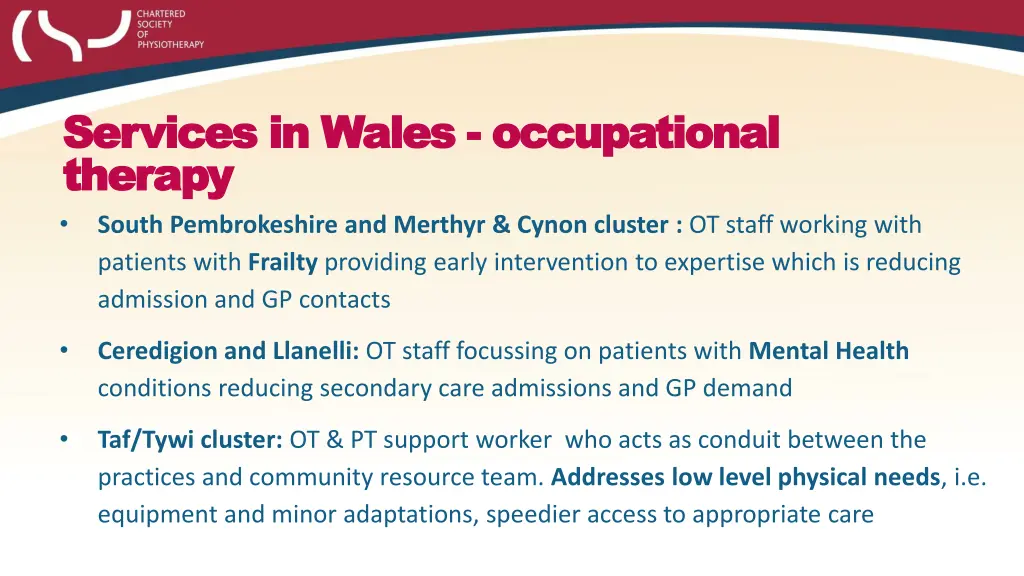 services in wales services in wales occupational