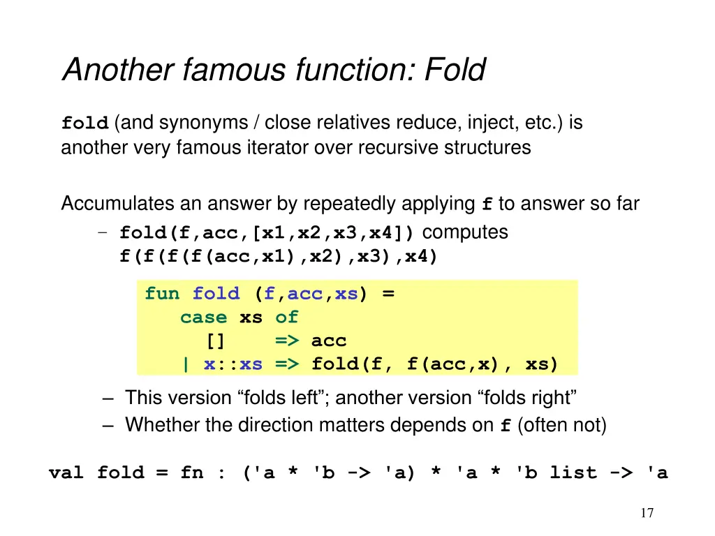 another famous function fold