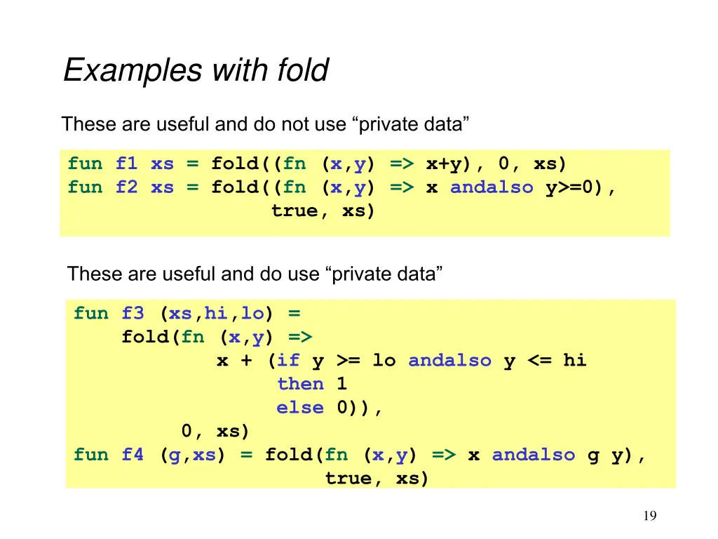 examples with fold