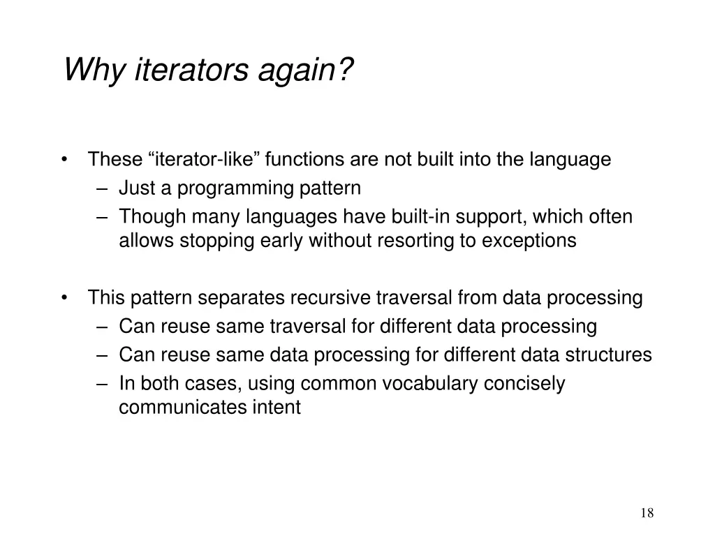 why iterators again