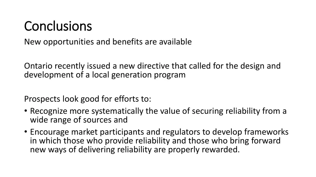 conclusions conclusions new opportunities