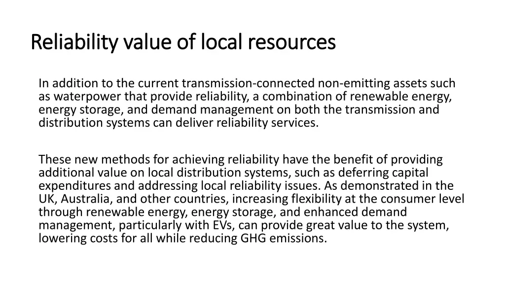 reliability value of local resources reliability