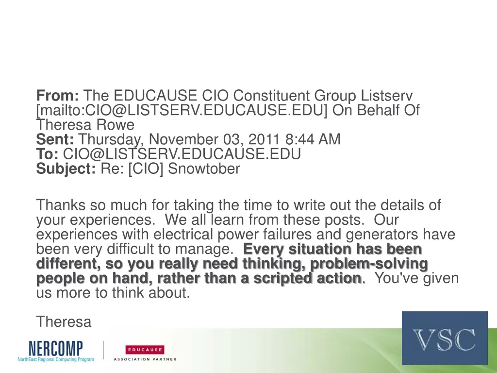 from the educause cio constituent group listserv