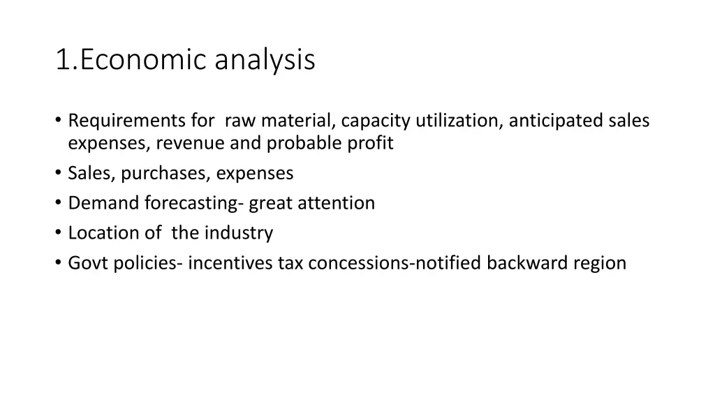 1 economic analysis