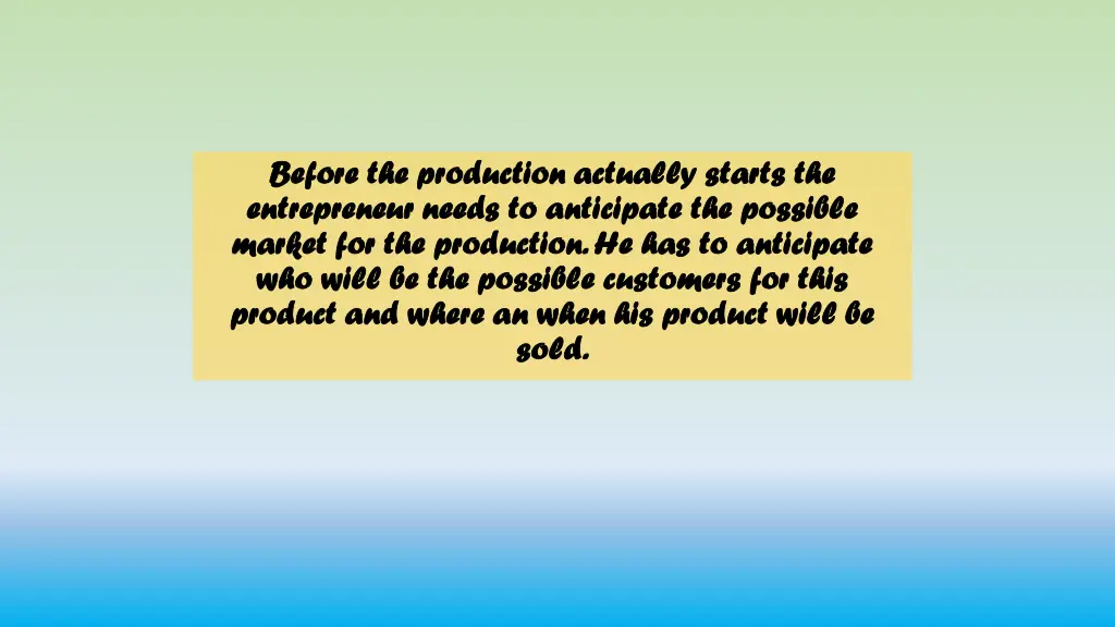 before the production actually starts the before