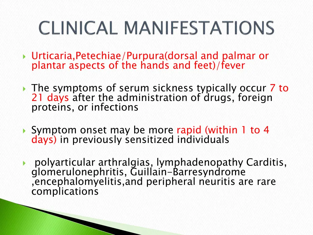 urticaria petechiae purpura dorsal and palmar