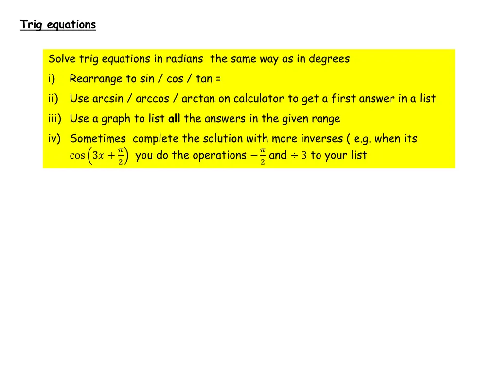 trig equations