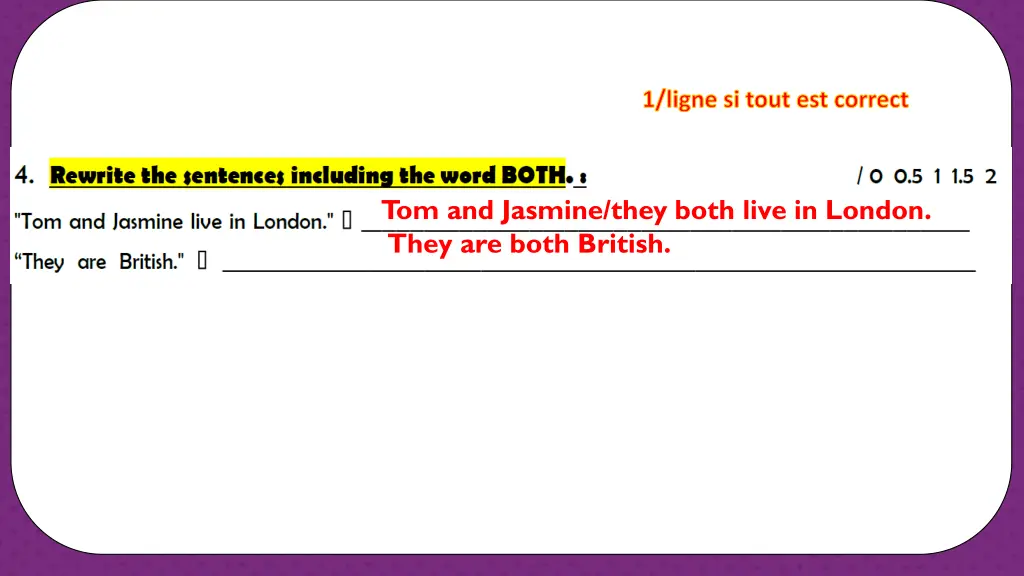 1 ligne si tout est correct