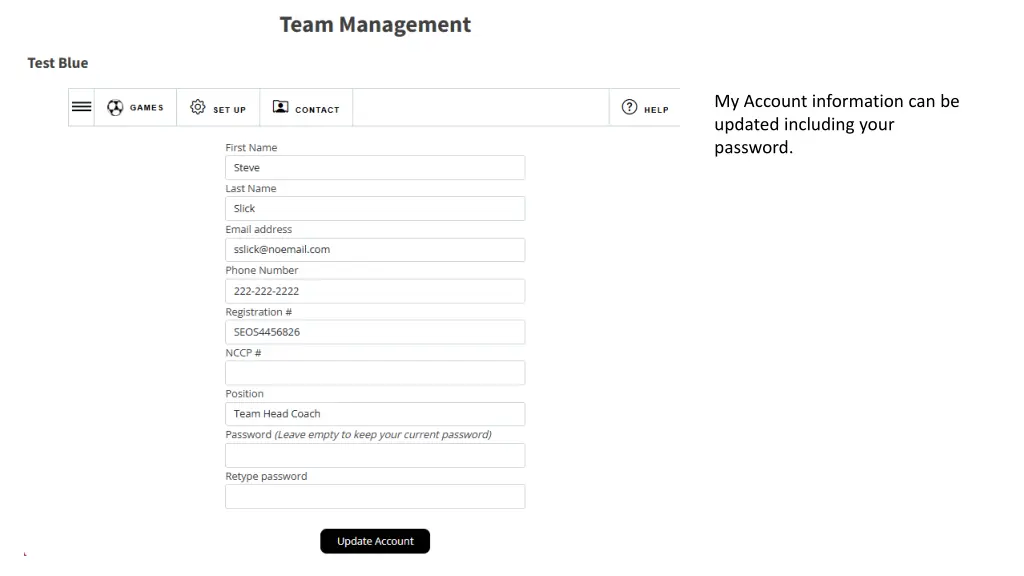 my account information can be updated including