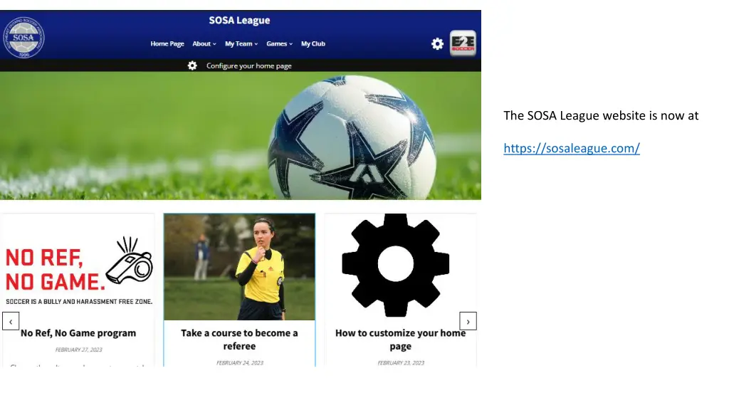 the sosa league website is now at