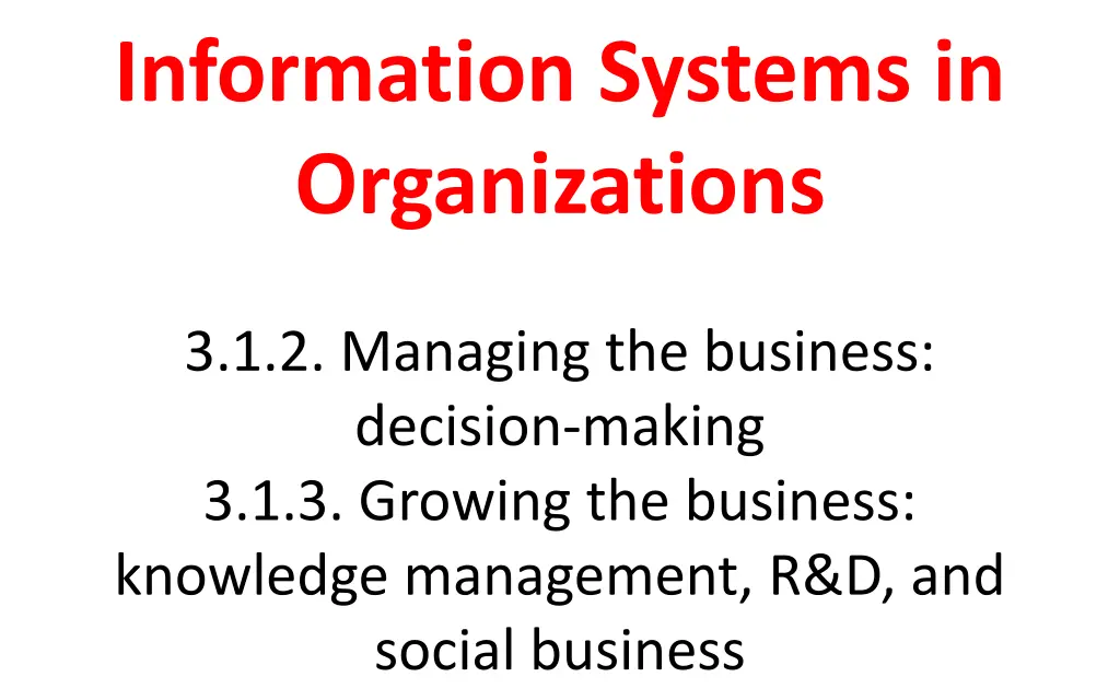 information systems in organizations
