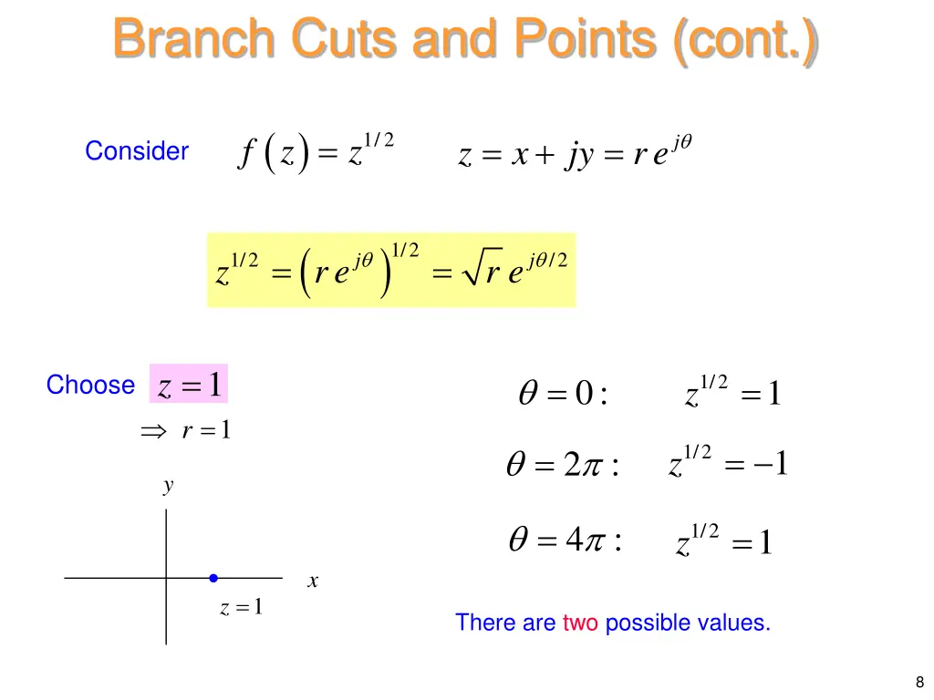 branch cuts and points cont