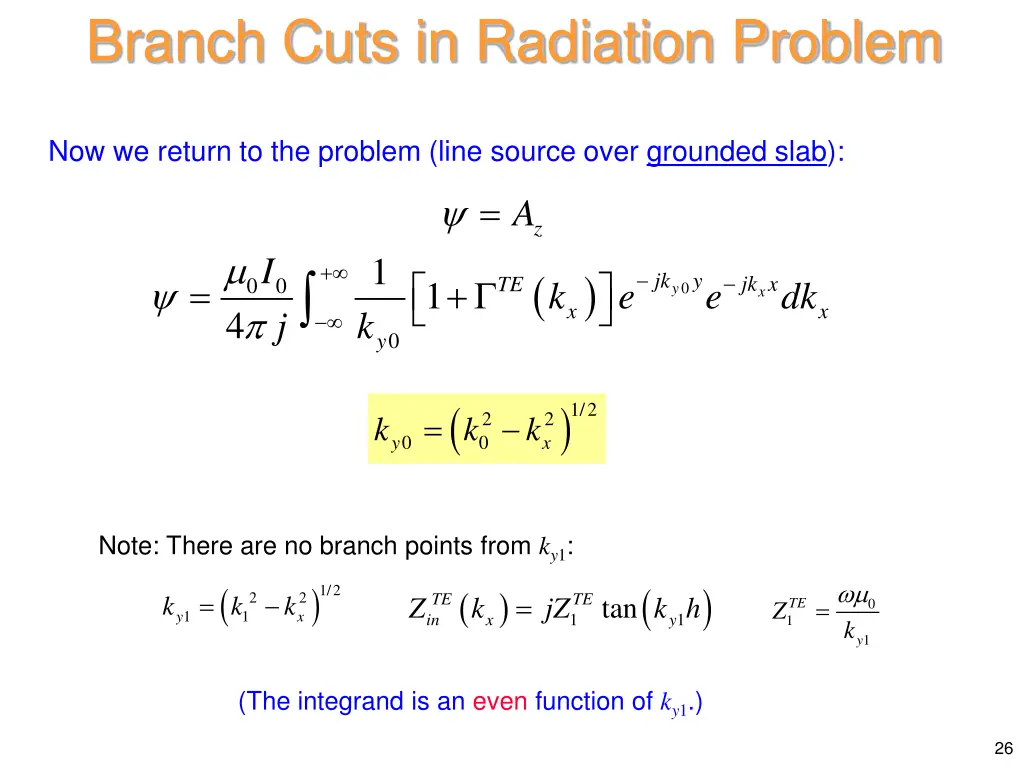 branch cuts in radiation problem