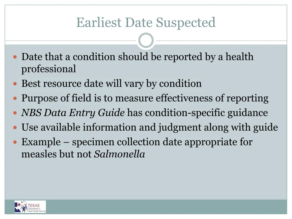 earliest date suspected