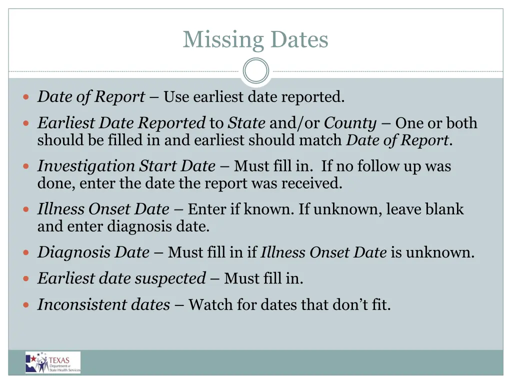 missing dates