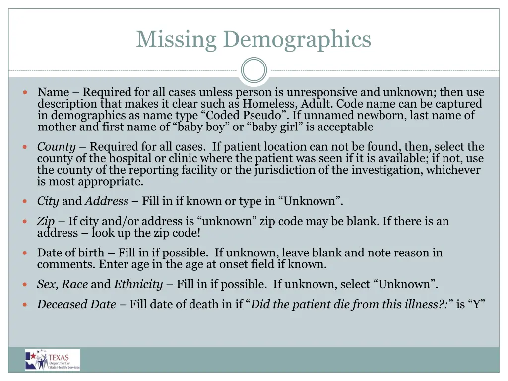 missing demographics