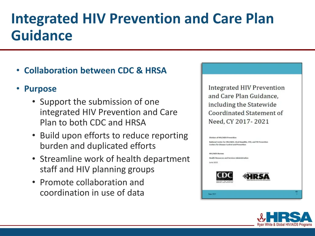 integrated hiv prevention and care plan guidance