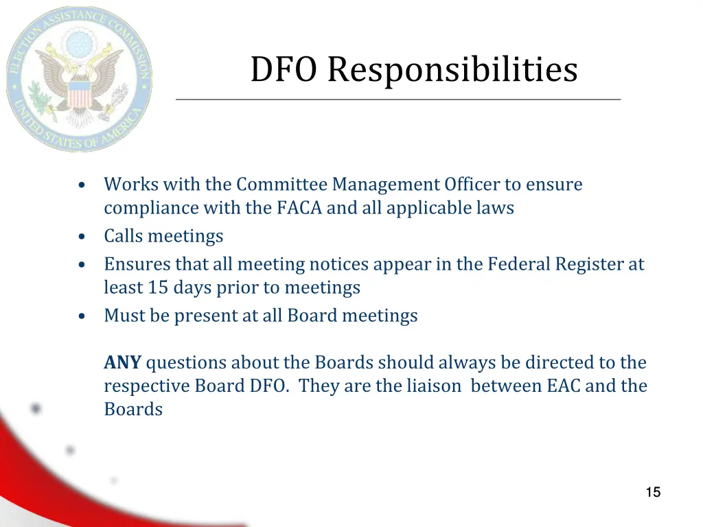 dfo responsibilities
