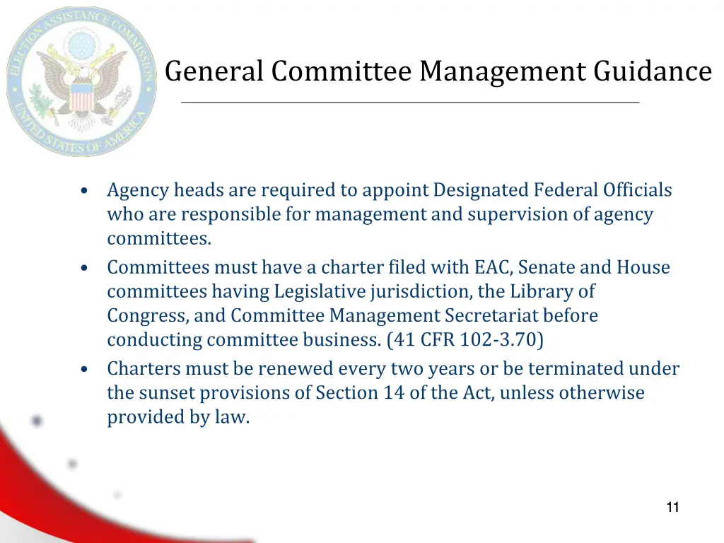 general committee management guidance