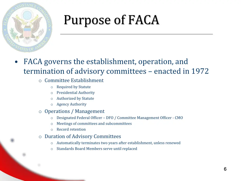 purpose of faca