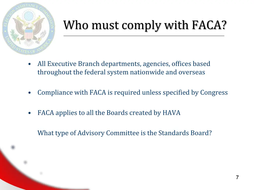 who must comply with faca