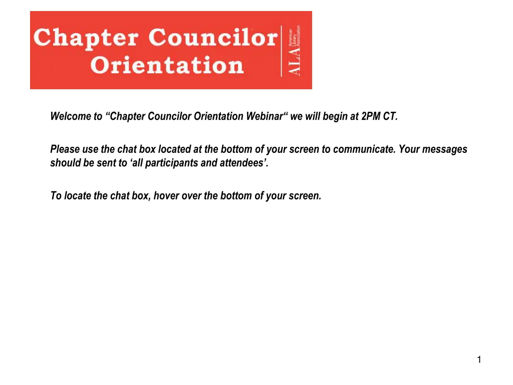 welcome to chapter councilor orientation webinar