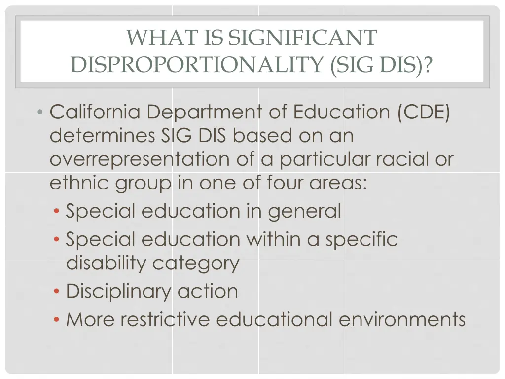 what is significant disproportionality sig dis