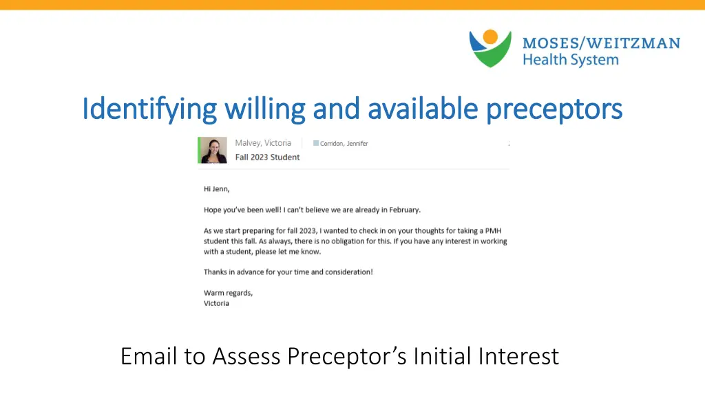 identifying willing and available preceptors