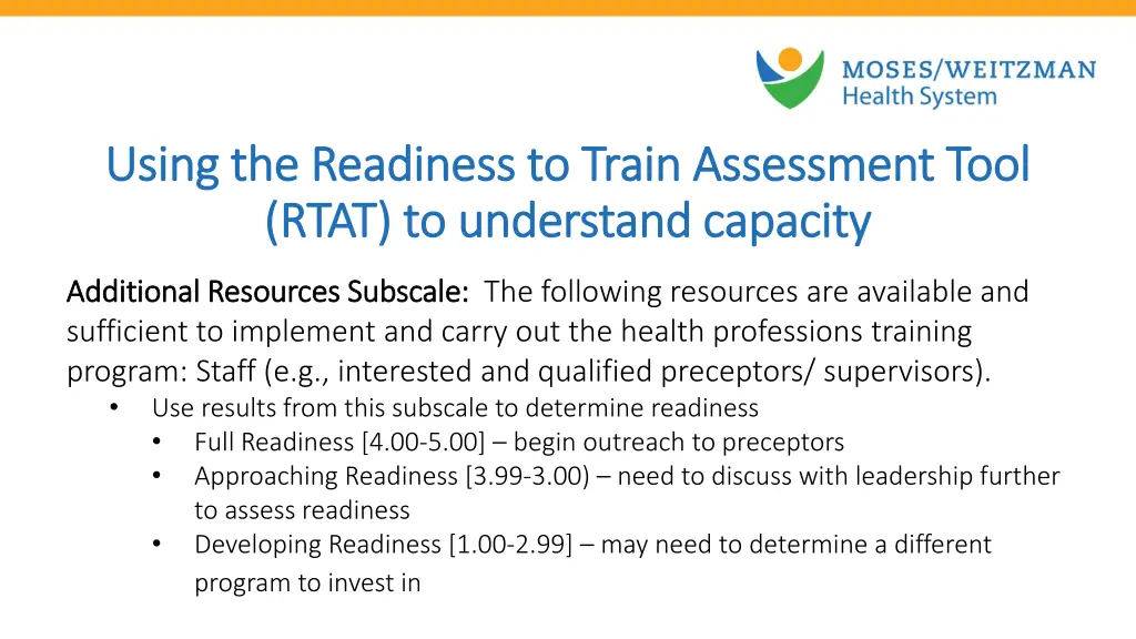 using the using the readiness to train assessment